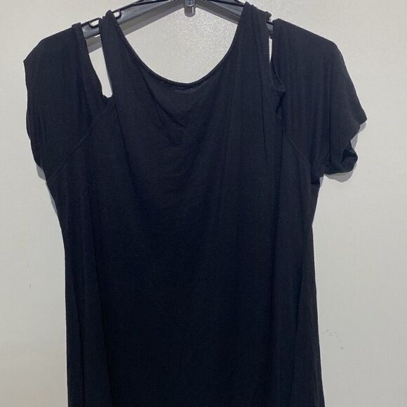 Philosophy Women's Black Crew Neck Short Sleeve Cold Shoulder Blouse Size 2X - Picture 1 of 8